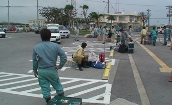 停電復旧に本島援軍到着